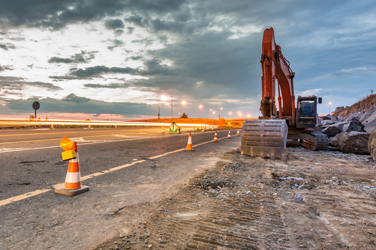 Works of extension of a road